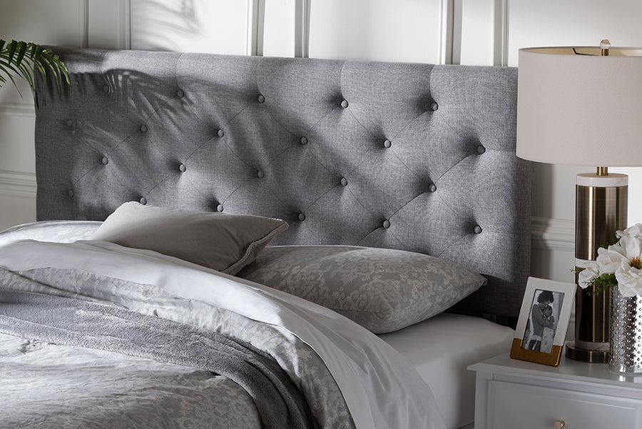 Baxton Studio Viviana Modern and Contemporary Grey Fabric Upholstered Button-tufted Full Size Headboard
