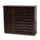 Baxton Studio Adalwin Modern and Contemporary 3-Door Dark Brown Wooden Entryway Shoes Storage Cabinet