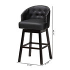 Baxton Studio Avril Modern and Contemporary Black Faux Leather Tufted Swivel Barstool with Nail heads Trim (Set of 2)