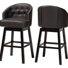 Baxton Studio Avril Modern and Contemporary Brown Faux Leather Tufted Swivel Barstool with Nail heads Trim (Set of 2)