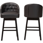 Baxton Studio Avril Modern and Contemporary Brown Faux Leather Tufted Swivel Barstool with Nail heads Trim (Set of 2)