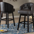Baxton Studio Avril Modern and Contemporary Brown Faux Leather Tufted Swivel Barstool with Nail heads Trim (Set of 2)