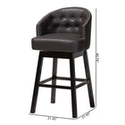 Baxton Studio Avril Modern and Contemporary Brown Faux Leather Tufted Swivel Barstool with Nail heads Trim (Set of 2)