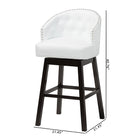 Baxton Studio Avril Modern and Contemporary White Faux Leather Tufted 2-Piece Swivel Barstool Set with Nail heads Trim
