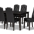 Baxton Studio Dylin Modern and Contemporary Black Faux Leather Upholstered and Dark Brown Finished Wood 7-Piece Dining Set