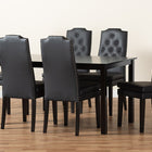 Baxton Studio Dylin Modern and Contemporary Black Faux Leather Upholstered and Dark Brown Finished Wood 7-Piece Dining Set