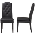 Baxton Studio Dylin Modern and Contemporary Black Faux Leather Button-Tufted Nail heads Trim Dining Chair (Set of 2)