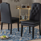 Baxton Studio Dylin Modern and Contemporary Black Faux Leather Button-Tufted Nail heads Trim Dining Chair (Set of 2)