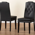 Baxton Studio Dylin Modern and Contemporary Black Faux Leather Button-Tufted Nail heads Trim Dining Chair (Set of 2)