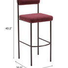 Zuo Livorno Barstool (Set of 2) Red & Bronze