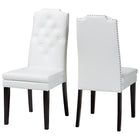 Baxton Studio Dylin Modern and Contemporary White Faux Leather Button-Tufted Nail heads Trim Dining Chair (Set of 2)