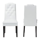 Baxton Studio Dylin Modern and Contemporary White Faux Leather Button-Tufted Nail heads Trim Dining Chair (Set of 2)
