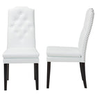 Baxton Studio Dylin Modern and Contemporary White Faux Leather Button-Tufted Nail heads Trim Dining Chair (Set of 2)