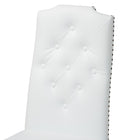 Baxton Studio Dylin Modern and Contemporary White Faux Leather Button-Tufted Nail heads Trim Dining Chair (Set of 2)