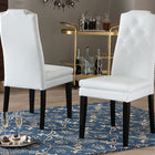 Baxton Studio Dylin Modern and Contemporary White Faux Leather Button-Tufted Nail heads Trim Dining Chair (Set of 2)