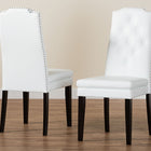 Baxton Studio Dylin Modern and Contemporary White Faux Leather Button-Tufted Nail heads Trim Dining Chair (Set of 2)
