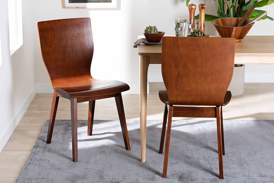 Baxton Studio Elsa Mid-century Modern Scandinavian Style Dark Walnut Bent Wood Dining Chair (Set of 2)