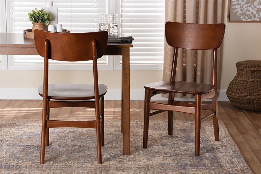 Baxton Studio Netherlands Mid-century Modern Scandinavian Style Dark Walnut Bent Wood Dining Side Chair (Set of 2)