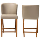 Baxton Studio Olivia Mid-century Modern Scandinavian Style Dark Walnut Wood Grey Faux Leather Pub Stool (Set of 2)