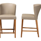 Baxton Studio Olivia Mid-century Modern Scandinavian Style Dark Walnut Wood Grey Faux Leather Pub Stool (Set of 2)