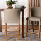 Baxton Studio Olivia Mid-century Modern Scandinavian Style Dark Walnut Wood Grey Faux Leather Pub Stool (Set of 2)