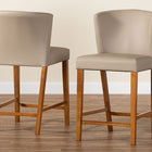 Baxton Studio Olivia Mid-century Modern Scandinavian Style Dark Walnut Wood Grey Faux Leather Pub Stool (Set of 2)