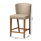 Baxton Studio Olivia Mid-century Modern Scandinavian Style Dark Walnut Wood Grey Faux Leather Pub Stool (Set of 2)