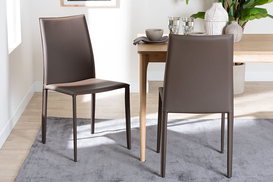 Baxton Studio Rockford Modern and Contemporary Taupe Bonded Leather Upholstered Dining Chair (Set of 2)