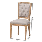 Baxton Studio Estelle Chic Rustic French Country Cottage Weathered Oak Beige Fabric Button-tufted Upholstered Dining Chair