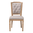 Baxton Studio Estelle Chic Rustic French Country Cottage Weathered Oak Beige Fabric Button-tufted Upholstered Dining Chair