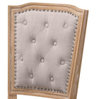 Baxton Studio Estelle Chic Rustic French Country Cottage Weathered Oak Beige Fabric Button-tufted Upholstered Dining Chair
