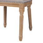 Baxton Studio Estelle Chic Rustic French Country Cottage Weathered Oak Beige Fabric Button-tufted Upholstered Dining Chair