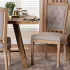 Baxton Studio Estelle Chic Rustic French Country Cottage Weathered Oak Beige Fabric Button-tufted Upholstered Dining Chair