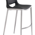 Zuo Ace Barstool (Set of 2) Black & Silver