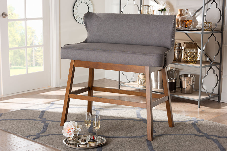 Baxton Studio Gradisca Modern and Contemporary Grey Fabric Button-tufted Upholstered Bar Bench Banquette