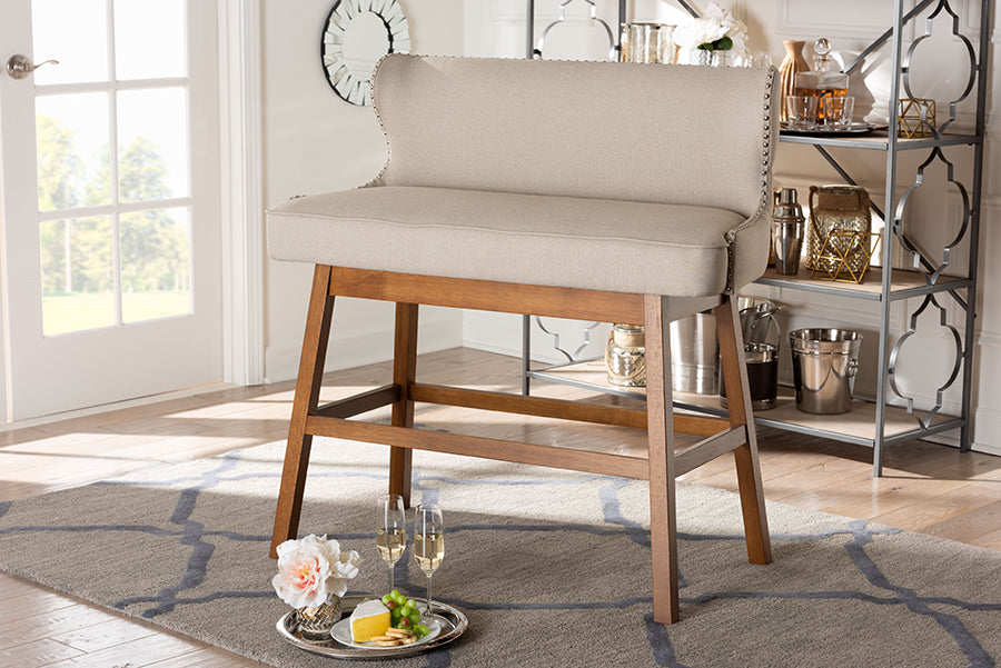 Baxton Studio Gradisca Modern and Contemporary Light Beige Fabric Button-tufted Upholstered Bar Bench Banquette