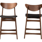 Baxton Studio Latina Mid-century Retro Modern Scandinavian Style Black Faux Leather Upholstered Walnut Wood Finishing 24-Inches Counter Stool (Set of 2)