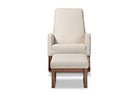 Baxton Studio Yashiya Mid-century Retro Modern Light Beige Fabric Upholstered Rocking Chair and Ottoman Set