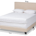 Baxton Studio Ramon Modern and Contemporary Beige Linen Fabric Upholstered Full Size Panel Bed with Nailhead Trim