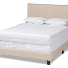 Baxton Studio Ramon Modern and Contemporary Beige Linen Fabric Upholstered Full Size Panel Bed with Nailhead Trim