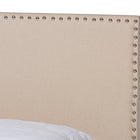Baxton Studio Ramon Modern and Contemporary Beige Linen Fabric Upholstered Full Size Panel Bed with Nailhead Trim