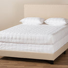 Baxton Studio Ramon Modern and Contemporary Beige Linen Fabric Upholstered Full Size Panel Bed with Nailhead Trim