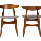 Baxton Studio Flora Mid-Century Modern Light Grey Fabric and "Oak" Medium Brown Finishing Wood Dining Chair