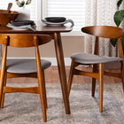 Baxton Studio Flora Mid-Century Modern Light Grey Fabric and "Oak" Medium Brown Finishing Wood Dining Chair