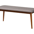 Baxton Studio Flora Mid-Century Modern Light Grey Fabric and "Oak" Medium Brown Finishing Wood Dining Bench