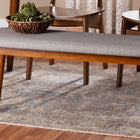 Baxton Studio Flora Mid-Century Modern Light Grey Fabric and "Oak" Medium Brown Finishing Wood Dining Bench