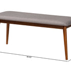Baxton Studio Flora Mid-Century Modern Light Grey Fabric and "Oak" Medium Brown Finishing Wood Dining Bench