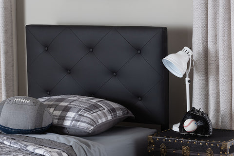Baxton Studio Baltimore Modern and Contemporary Black Faux Leather Upholstered Twin Size Headboard 
