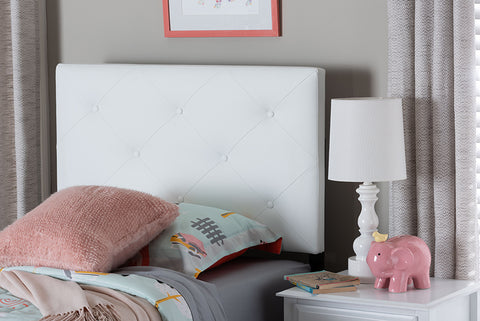 Baxton Studio Baltimore Modern and Contemporary White Faux Leather Upholstered Twin Size Headboard 
