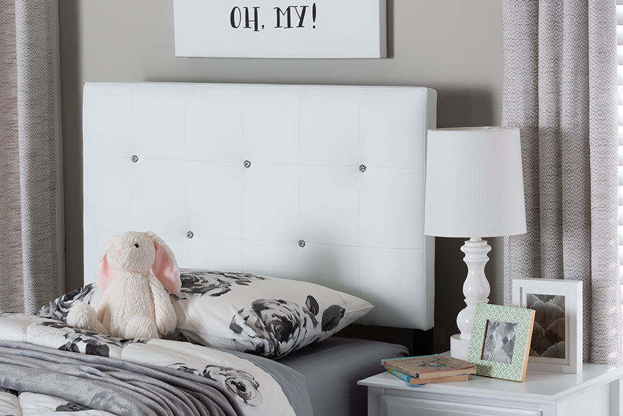 Baxton Studio Kirchem Modern and Contemporary White Faux Leather Upholstered Twin Size Headboard 